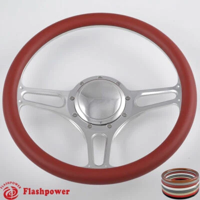 14" Billet Steering Wheels Half Wrap Ford Fairlane Galaxie LTD GTO w/ Horn - Image 1 of 4