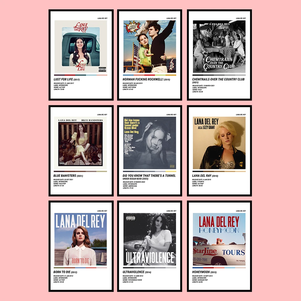 LANA DEL REY SINGER ARTIST ALBUM POSTER COLOUR PALETTE ART MUSIC GIFT - Image 1 of 1