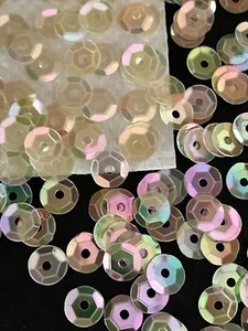 Sequins 6mm Champagne Ivory Iridescent AB French Cut Flat Cup Choose Pack Size - Picture 1 of 1