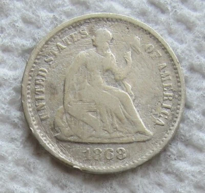 1868-S Seated Liberty Silver Half Dime Rare Key Date Cleaned Scratched Filler - Image 1 of 4