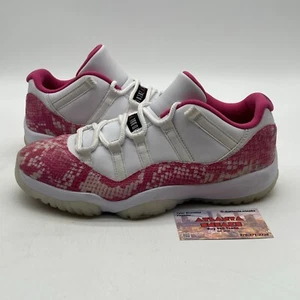 Size 10 - Air Jordan 11 Retro Low Pink Snakeskin W White Pink Leather Ah7860-106 - Picture 1 of 8