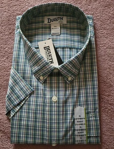 Duluth Trading Men's COOLMAX Wrinklefighter S/S Shirt - 2XL Green Plaid - *NWT* - Picture 1 of 10
