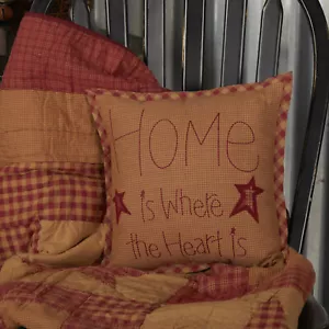 Primitive 12"x12" Home Pillow Red Thanksgiving Star Bedroom Decor VHC Brands - Picture 1 of 7