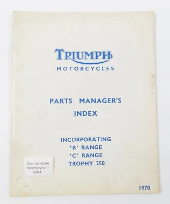 TRIUMPH PARTS MANAGER'S INDEX INCORPORA 'B' GAMA 'C' TROPHY 250 1970 Foto 1 de 3