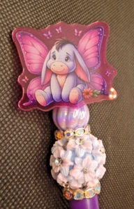 Eeyore Butterfly Beaded Character Pen Winnie the Pooh Handmade Black Ink New - Picture 1 of 6