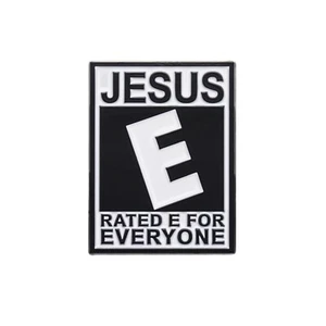 Rated E For Everyone Jesus Enamel Pin | Christian Collar Pin | Brooch Accessory - Picture 1 of 4