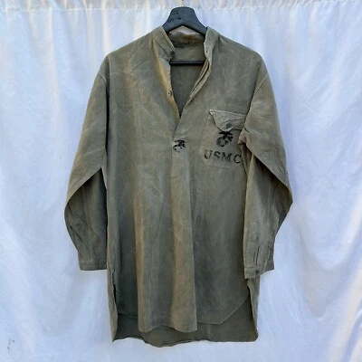 WWII Linen Pullover USMC Stenciled Named Shirt - Image 1 of 4
