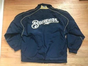 Giacca da baseball in nylon Majestic Athletic Milwaukee Brewers foderata in rete taglia 10/12 LN - Foto 1 di 5