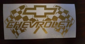 Gold Chevy Chevrolet Bowtie die cut vinyl decal sticker racing car window Racing - Picture 1 of 1