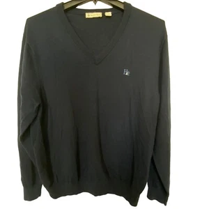 Donald Ross Sweater Mens L Navy Merino Wool Long Sleeves V Neck Solid Pullover - Picture 1 of 11