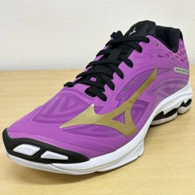 Zapatos de Voleibol Mizuno WAVE LIGHTNING VM37 Diseño Original Corte Bajo Púrpura Dorado Foto 1 de 4