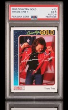 1992 country gold #70 travis tritt hof; signed rookie PSA 5  AUTO 8 ☆ POP 1, 0^