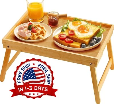 Mesa Bandeja Bambú Para Comer De Desayuno En La Cama Mesita Con Patas Plegables Foto 1 de 4