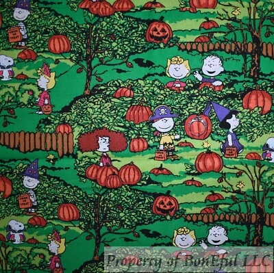 BonEFul FQ 棉被子 绿色 橙色 大南瓜布贴 万圣节 查理布朗 — 第 1/4 张图片