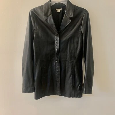 Chaqueta halógena de colección Y2K años 90 100 % cuero longitud media negra talla M Foto 1 de 4