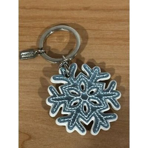 Coach Leder Strass Schneeflocke Handtasche Anhänger Schlüsselanhänger Silber EUC - Bild 1 von 5