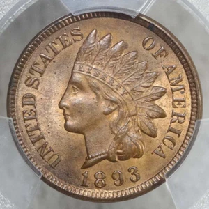 Centime indien 1893, non circulé au choix, PCGS MS-64RB, belle couleur - Photo 1/4