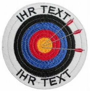 Bogenschießen Pfeile Aufnäher mit Wunschtext weiß Patch 8cm (65-1) - Bild 1 von 1