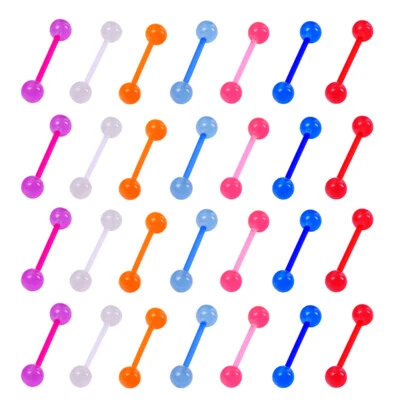7-70PC 14G Tongue Ring Glow in the Dark Acrylic Retainer Nipple Barbell Piercing - Image 1 of 4