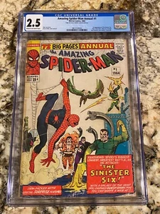 AMAZING SPIDER-MAN ANNUAL #1 CGC 2.5 1ST SINISTER SIX HUGE MCU MARVEL APP SOON - Picture 1 of 3