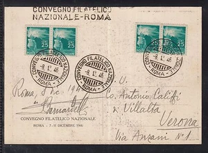 A 47 ) Italy beautiful Flight Carte 1946 Roma to Verona / Filatelico National - Picture 1 of 1