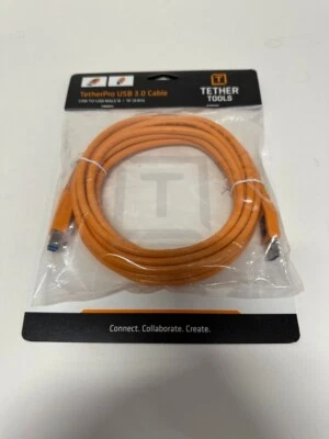 Tether Tools CU54600RG TetherPro 15' (4.6m) USB 3.0 to Male B Cable Cord Orange - Image 1 of 4