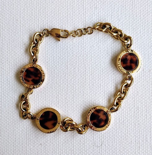 Bracciale Donna Michael Kors Tono Oro Tartaruga Conchiglia Disco Nuovo Senza Scatola