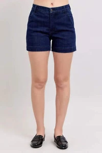 High Waist Denim Shorts Pocketed Slight Stretch Blue - Picture 1 of 12