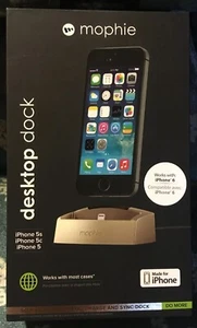 Mophie Iphone 5 5S 5C 6 Desktop Dock Charge & Sync Metal Construction Gold Color - Picture 1 of 2