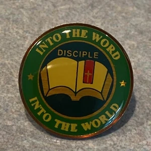 Spilla da bavero vintage NELLA PAROLA NEL MONDO discepolo cristiano - Foto 1 di 3