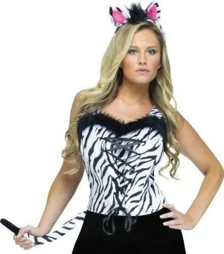 Kit Cebra Disfraz Halloween 14+ Negro Blanco Diadema Orejas y Cola 2 Piezas Accesorio Foto 1 de 2