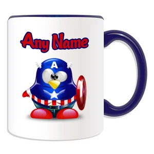 Personalised Gift Captain America Penguin Mug Money Box Cup Movie Hero Avengers - Picture 1 of 20