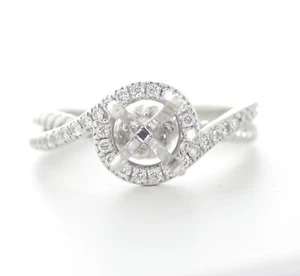 14K WHITE GOLD ROUND DIAMOND TWISTED SEMI-MOUNT ENGAGEMENT RING 6.25US - Picture 1 of 5