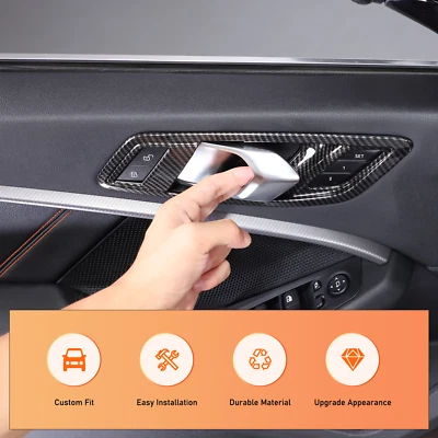 Moldura de marco de manija de puerta interior de coche de carbono ABS para BMW Serie 1 2 F22 F44 2020+ Foto 1 de 4