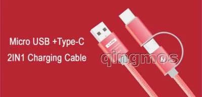 Type C to Micro USB 2IN1 Nylon Braided Sync Charge Cable Data Line Adapter 1m - Image 1 of 4