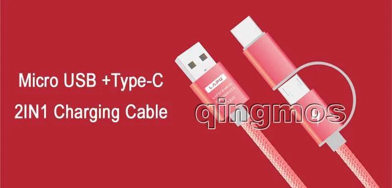 Type C to Micro USB 2IN1 Nylon Braided Sync Charge Cable Data Line Adapter 1m - Image 1 of 4