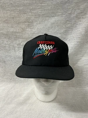 Chapéu Snapback Preto Vintage Craftsman Motorsports Logotipo Arco-íris SKM Fabricado nos EUA - Imagem 1 de 4