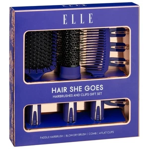 7Pc Elle Hairbrush Gift Set Assortment Of Stylish Brushes Ideal Xmas Gift Purple - Picture 1 of 7