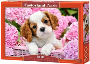 NEU Castorland Puzzle 500 Teile 9+ Alter Welpe in rosa Blumen - Bild 1 von 2