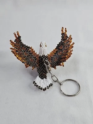 HERMOSO Llavero Hecho a Mano Águila Calva Cuentas 3D Semilla Icono EE. UU. 2.5"x2" Foto 1 de 4