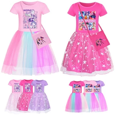 Girls Kpop Demon Hunters Rainbow Star Fancy Dress Party Princess Tutu Skirts UK - Image 1 of 4