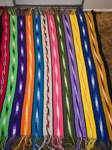 Vintage Southwestern Crochet Afghan Throw Bright Multicolor Blanket 52x54 Fringe - Picture 1 of 7