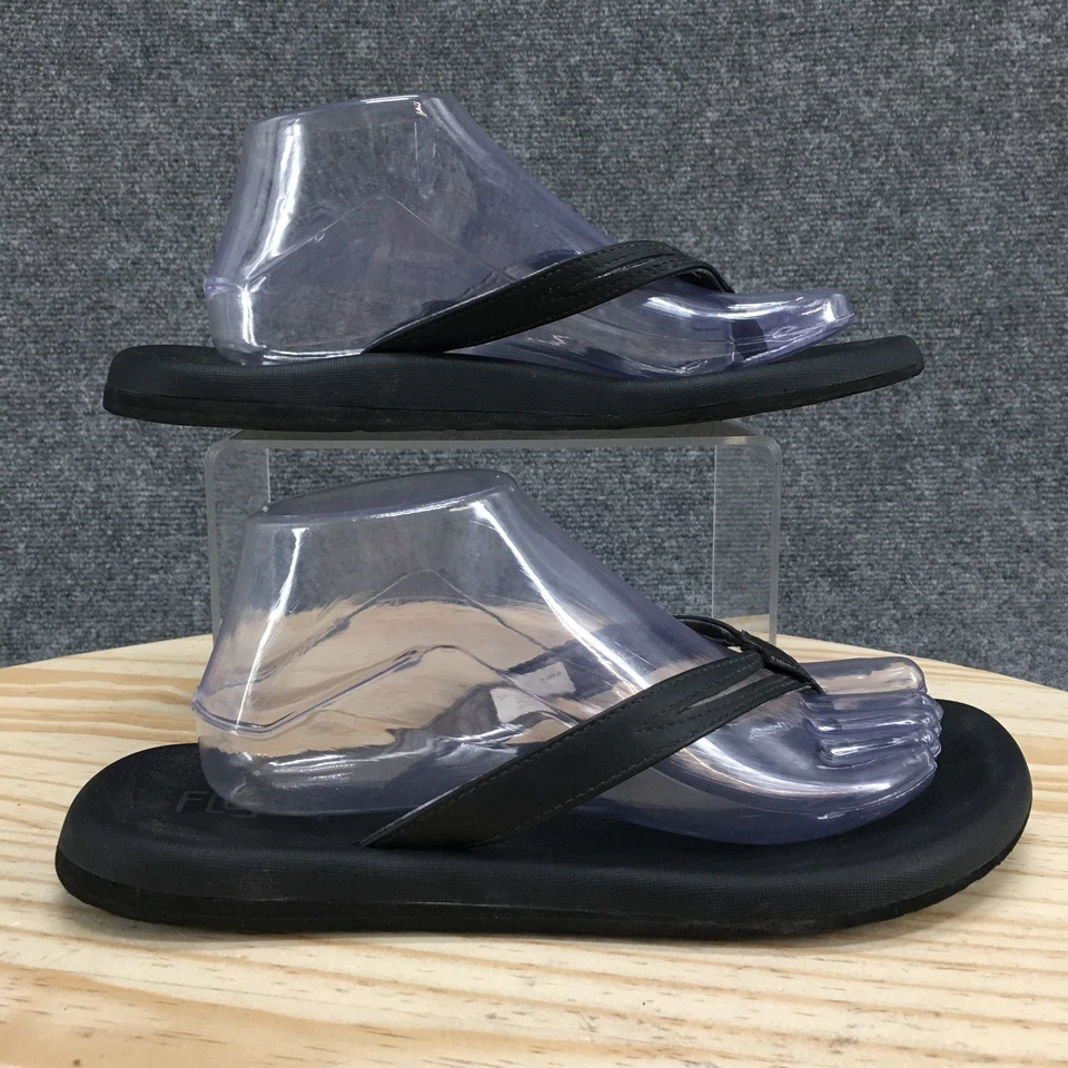 Босоножки Flojos женские 10 шлепанцев черные искусственная кожа носок повседневные туфли на плоской подошве - Изображение 1 из 4