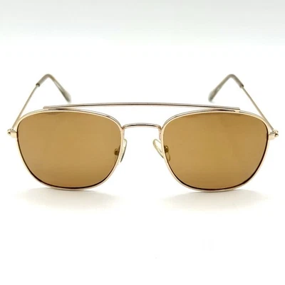 Óculos de sol estilo aviador da moda armação de designer de metal dourado lentes marrons espelhadas - Imagem 1 de 4