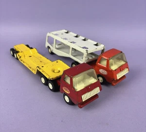 Vintage c1970s Tonka Pressed Steel Lowboy Flat Bed Trailer & Car Transporter - Picture 1 of 5