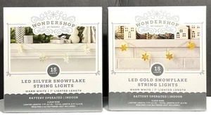 Wondershop LED Snowflake Sting Lights - One Box Silver & One Box Gold - Both NEW - Picture 1 of 6