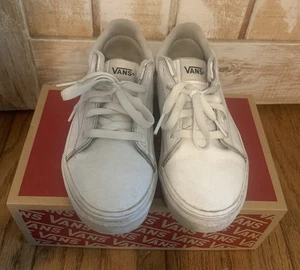 Vans Seldon Tumble White/White Lace Up Size 3 Youth Old Skool Leather Shoes - Picture 1 of 10
