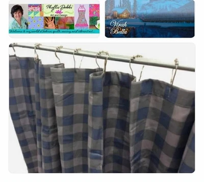 BLUE GRAY MOUNTAIN CHECKERED 72" SHOWER CURTAIN WITH HOOKS 13 PC SET - Image 1 of 3