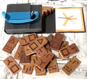 MMCITE Broadesign Czech Futhark Runic Dominoes (Off Cuts) Jatoba Wood in Case - Picture 1 of 10