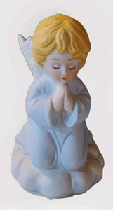 Praying Angels Porcelain Christmas Pillar Candle Holders - Taiwan Vtg 4"Tall - Picture 1 of 7